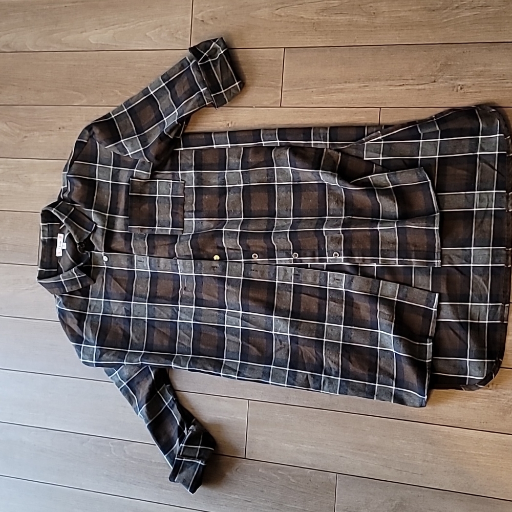 L.Love flannel button up dress size small